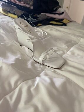 Lulu's White Minimal Strappy Wedge Sandals